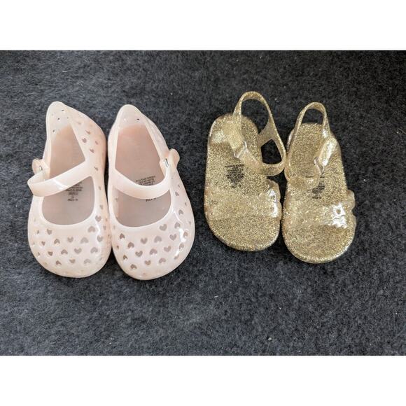 wonder nation Other - 2 Baby Girls Sandals Jelly Shoes 1 Gold, 1 Pink